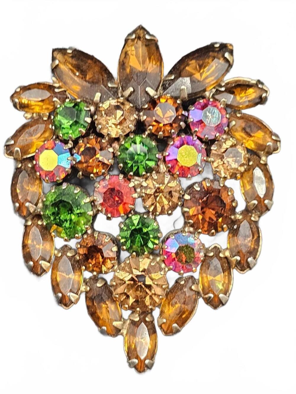 Multicolor Rhinestone Strawberry Brooch